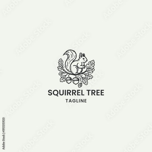 Squirrel tree logo template vector illustration design