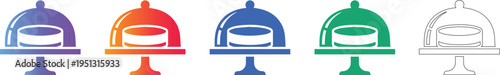 Gourmet Food Cloche Icon Set icon set