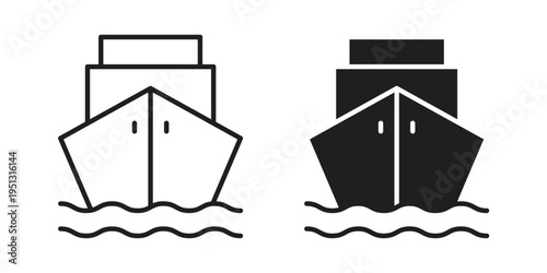 Cargo Ship icon for mobile application, button and website design.