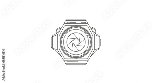 Camera lens schematic drawing on white background vector illustration