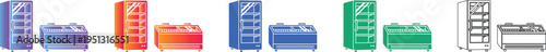 Supermarket Cooling Unit Vector Icon Set icon set