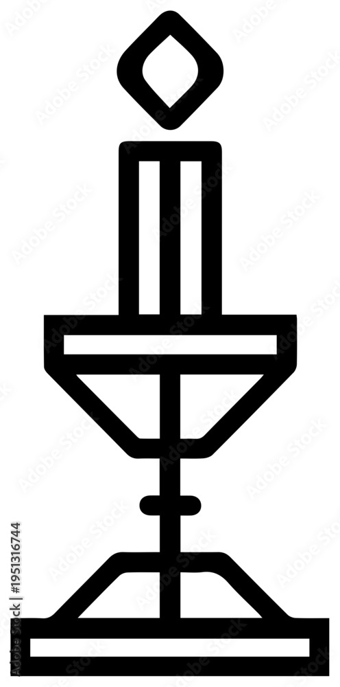 Fototapeta premium Elegant geometric line art icon representing a traditional easter candle holder with a single flame symbolizing celebration tradition and religious observance in a minimalist