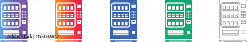 Modern Vending Machine Vector Icon Set icon set