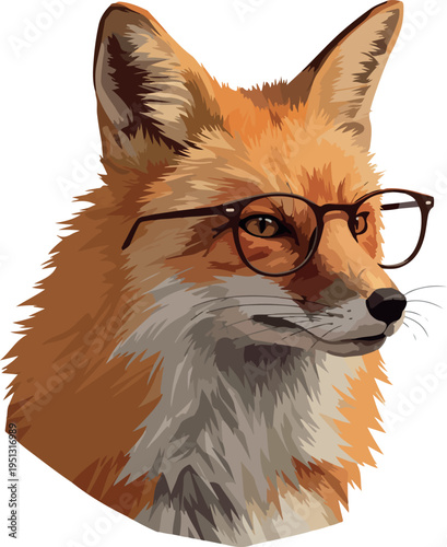 Pixel Art Fox Wearing Glasses Isolated Vector Illustration
