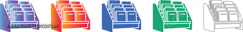 Office Magazine Display Rack Vector Icon Set icon set