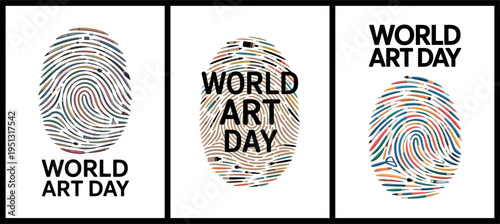 World Art Day with Colorful Fingerprint Illustrations for Creativity