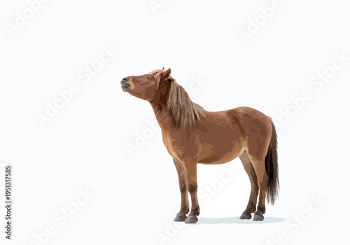 Pixel Art Horse Brown Standing Majestic Isolated White Background