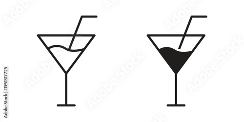 Cocktail icon for mobile application, button and website design.