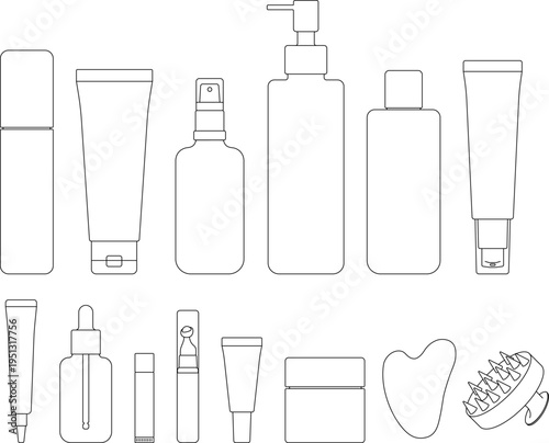 Outline Vector Icons of Skincare Products