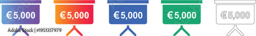 Euro 5000 Financial Projection Presentation Icon icon set