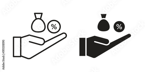 Commission icon for mobile application, button and website design.