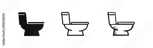 Restroom toilet icons in various visual styles