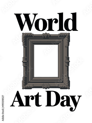 World Art Day with Wooden Frames and Art Supplies Illustrations