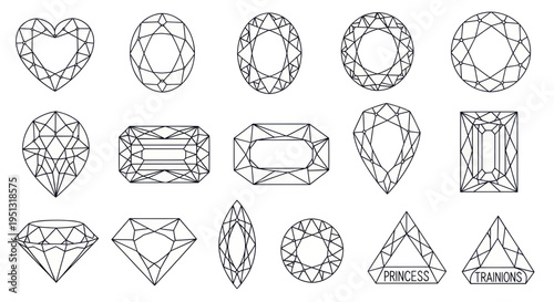 Assorted Gemstone Cuts - Diamond Shapes Vector Collection