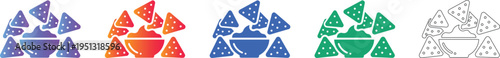 Nachos and Dip Vector Icon Set