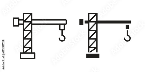 Construction crane icon for mobile application, button and website design.