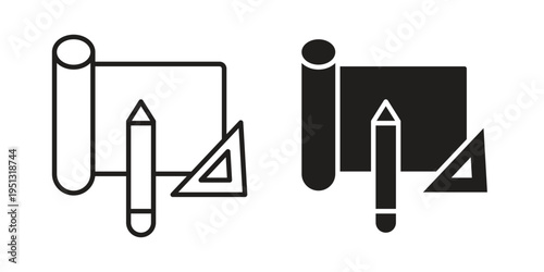 Construction plans icon for mobile application, button and website design.
