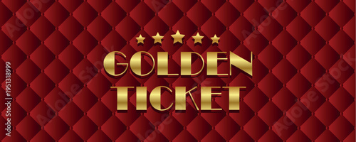 golden ticket text on dark luxury abstract background vector illustration