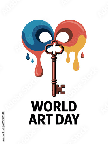 World Art Day with Colorful Paint Infinity Key Illustration