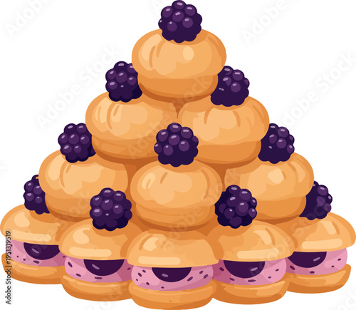 Pixel Art Sweet Pastry Tower with Blackberry Cream Filling