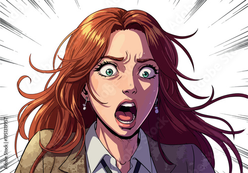 Pixel Art Woman Shocked Expression Surprised Face with Open Mouth and Wide Eyes