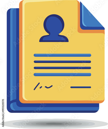Yellow Document Icon Blue Background Person Profile Resume