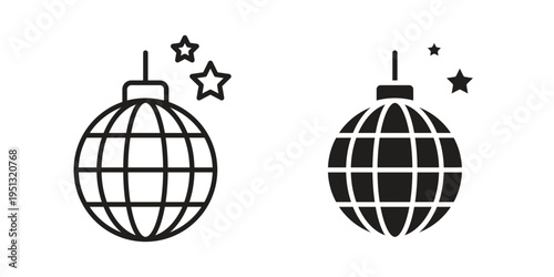 Disco ball icon for mobile application, button and website design.