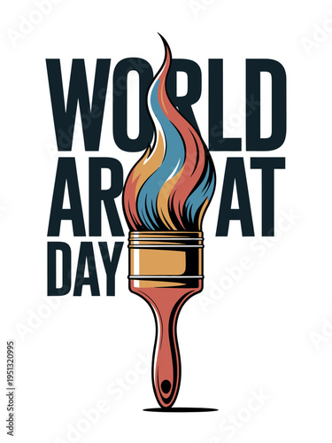 World Art Day with Multicolor Paintbrush Illustration