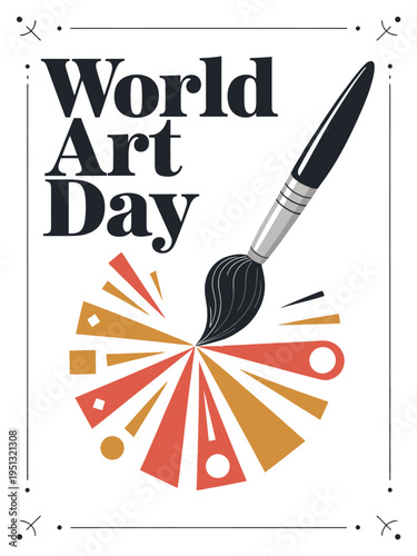 World Art Day with Paintbrush and Flowing Paint Illustration