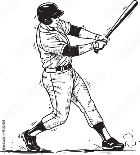 baseball player, hand drawn simple sketch vector illustration