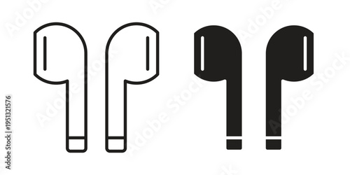 Earbuds icon for mobile application, button and website design.
