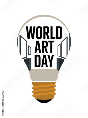 World Art Day with Lightbulb and Art Gallery Illustration