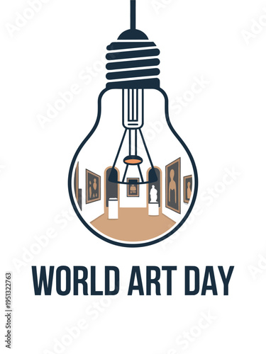 World Art Day with Lightbulb and Art Gallery Illustration