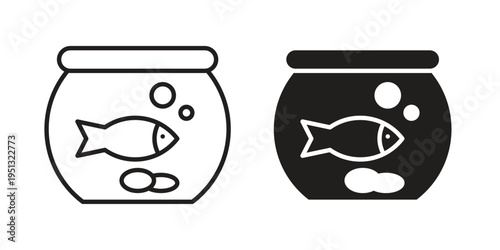 Fish bowl icon for mobile application, button and website design.