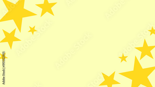 明るいパステル黄色の星フレーム背景 斜め配置のシンプルデザイン コピースペース付きバナー・広告素材（16:9）