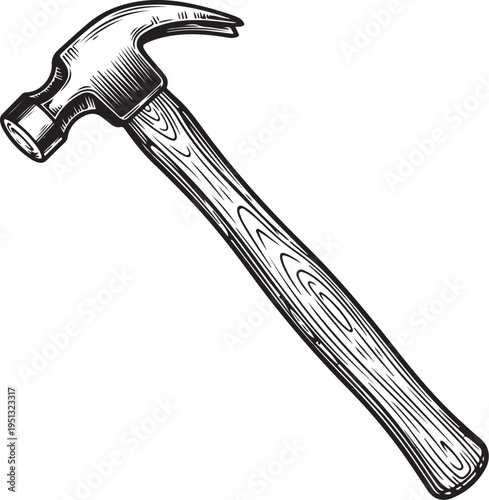 Hammer, hand drawn simple sketch vector illustration