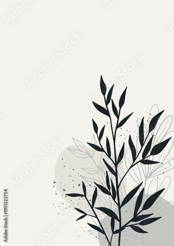 Decorative Scandi style floral wall art design background 