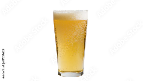 Valokuva Isolated refreshing pint glass of golden lager beer with a frothy head and vibra
