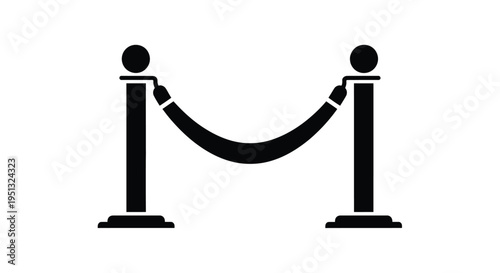 Black rope barrier with posts depicted in a striking silhouette