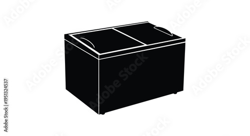 Black chest freezer depicted in a minimalist striking silhouette