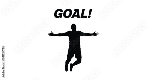 Celebratory man with arms outstretched jumping for joy a striking silhouette