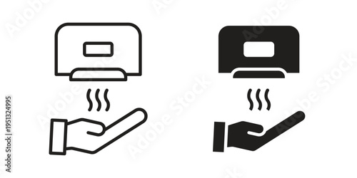 Hand dryer icon for mobile application, button and website design.