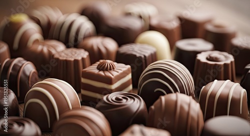 Assorted chocolate confections in various shapes and designs