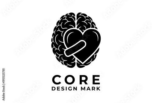 Brain And Heart Conscience Symbol Presented As Black Vector Silhouette Sketch Engraving Logo Illustration Representing Day Of Conscience Ethical Awareness Concept