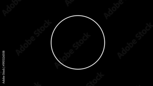 Minimalist White Circle Outline on Black Background - Simple Geometric Shape Design Element for Modern Design