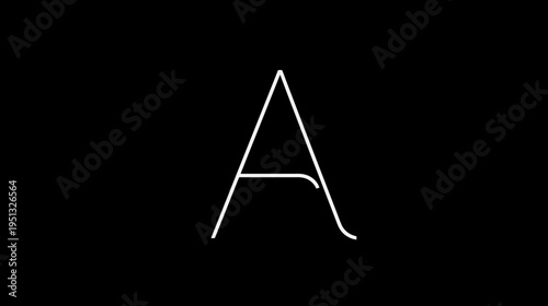 Minimalist white outline of uppercase letter A on a dark black background, clean sans-serif typography design element