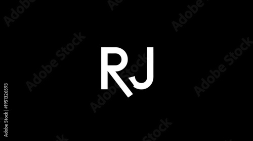 Elegant White Stylized RJ Monogram Logo on a Solid Black Background - Creative Initial Letter Design for Branding