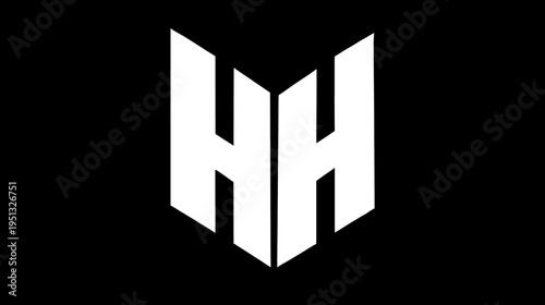 Modern HH Monogram Logo Design with Geometric and Angular Style. Minimalist Initialism Emblem on Black Background