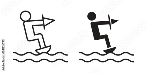 Kitesurf sign for mobile application, button and website design.