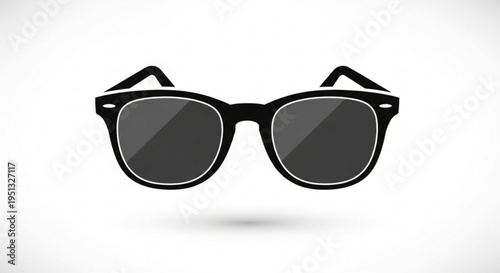 Black sunglasses with dark lenses and white trim on a plain white background
